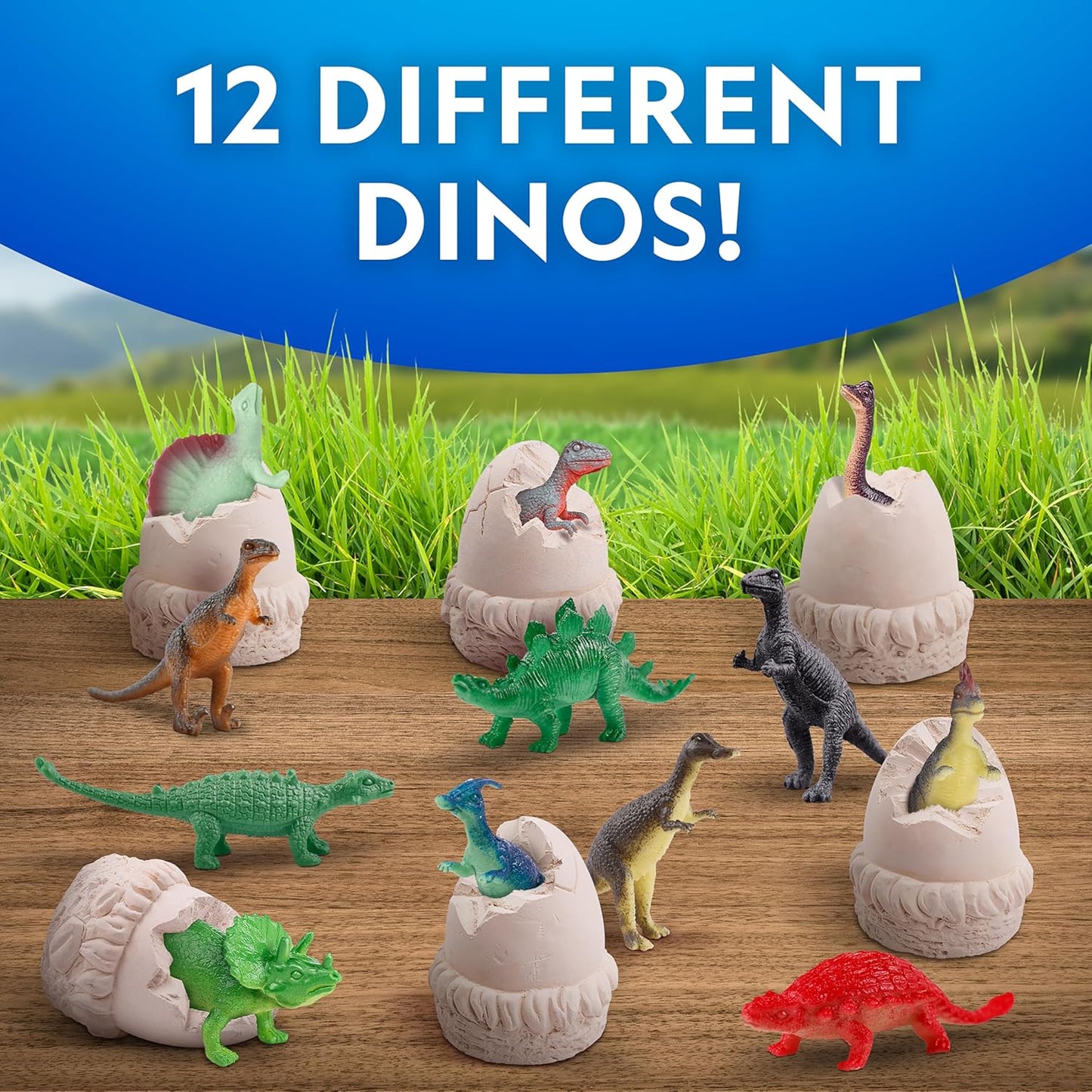 National Geographic Dinosaur Dig Kit - 12 Dino-Shaped Bricks with Figures & Excavation Tools | Perfect STEM Toy for Kids