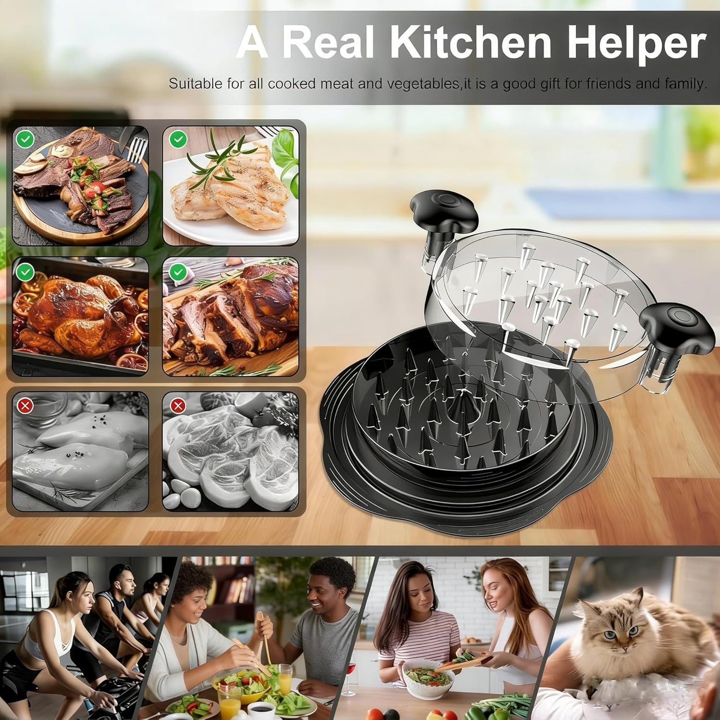 Skiennix Professional Chicken Shredder - Large Meat Shredding Tool with Anti-Slip Grip | Black