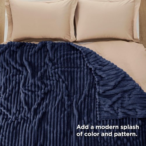 Bedsure GentleSoft Navy Blue Fleece Blanket - Cozy Soft Throw for Couch, 90x90 Inches