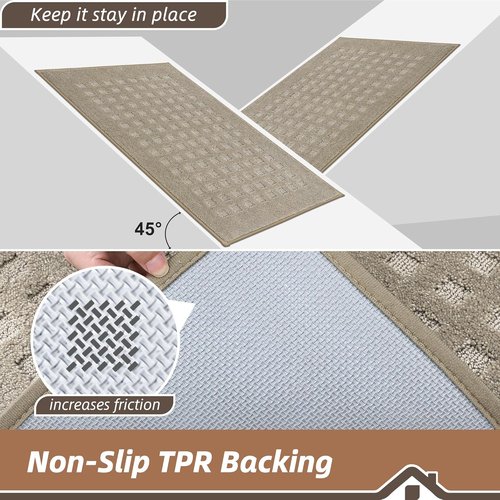 BEQHAUSE Dirt Trapper Door Mat - Absorbent Non-Slip Indoor Entrance Rug | 20" x 32", Beige