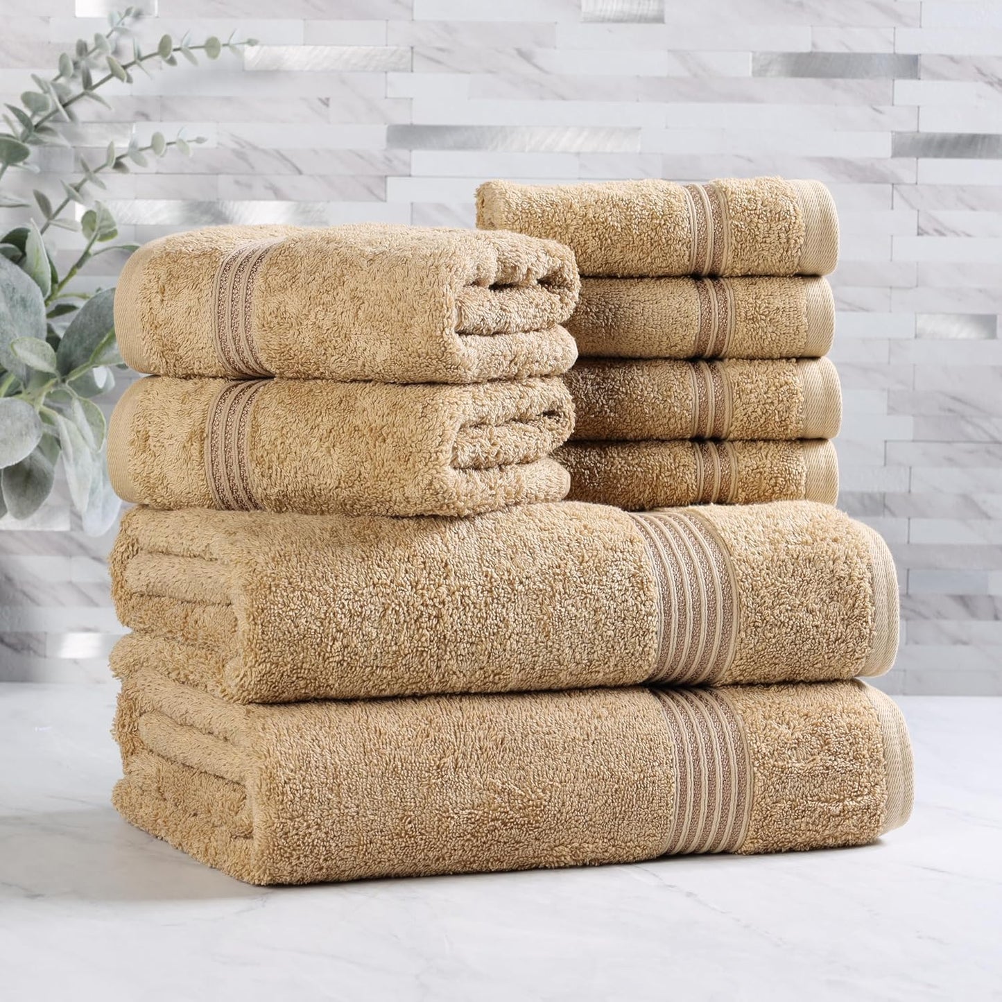 Superior Egyptian Cotton 6-Piece Towel Set, Bathroom Essentials, Towels For Bathroom, Apartment, Airbnb, Guest Bath, Face, Hand, Bath Towels, Washcloths, Absorbent, Fast Drying, Royal Purple