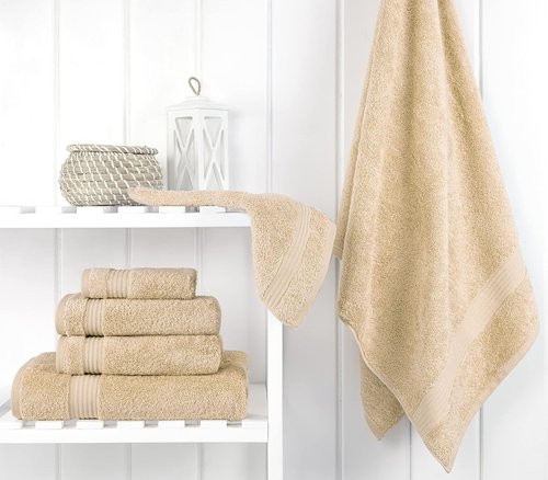 Cotton Paradise 6-Piece Towel Set - 100% Soft Absorbent Turkish Towels | Beige Bath Towels, Hand Towels & Washcloths