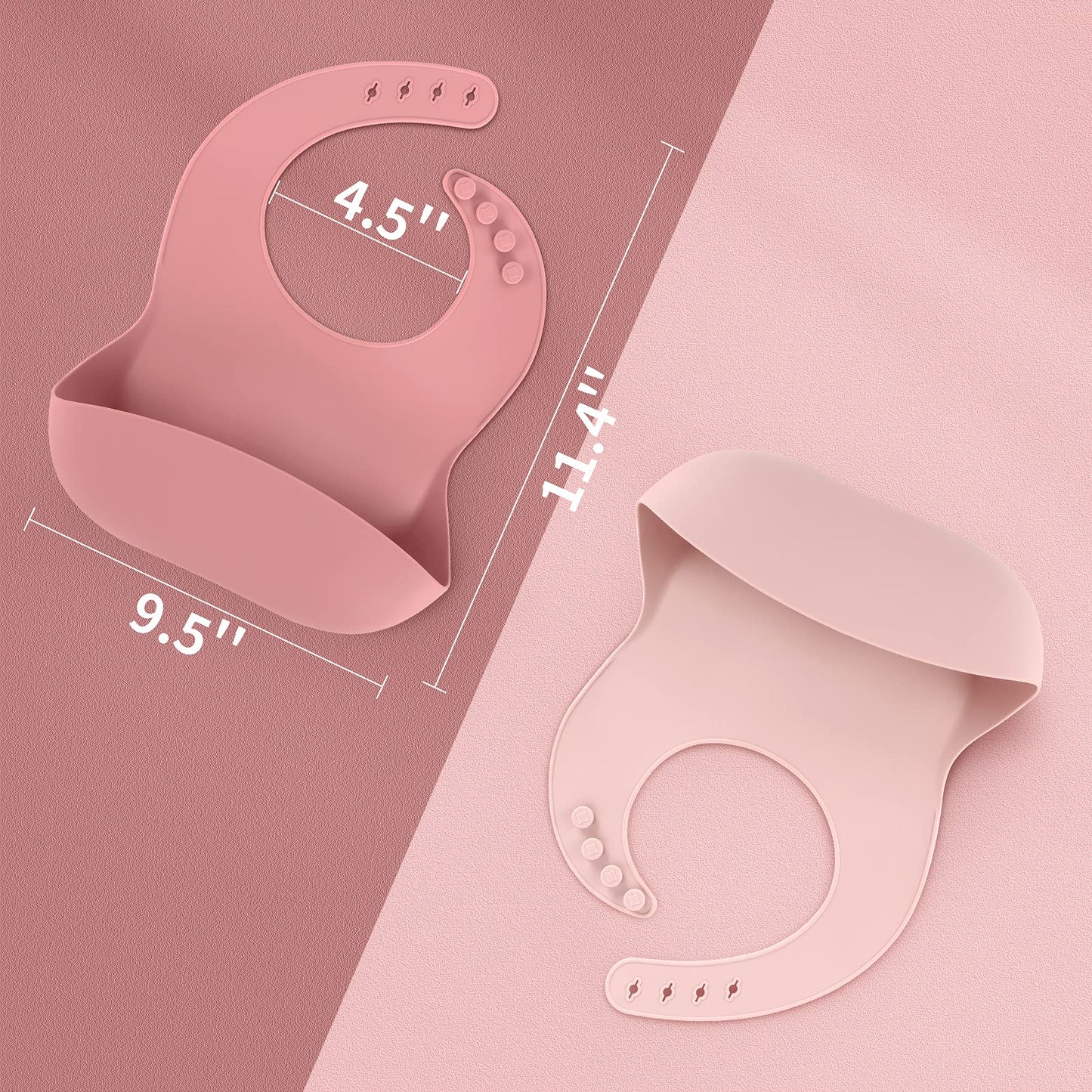 ME.FAN Silicone Baby Bibs for Babies & Toddlers | Adjustable Silicone Bibs 2 Set