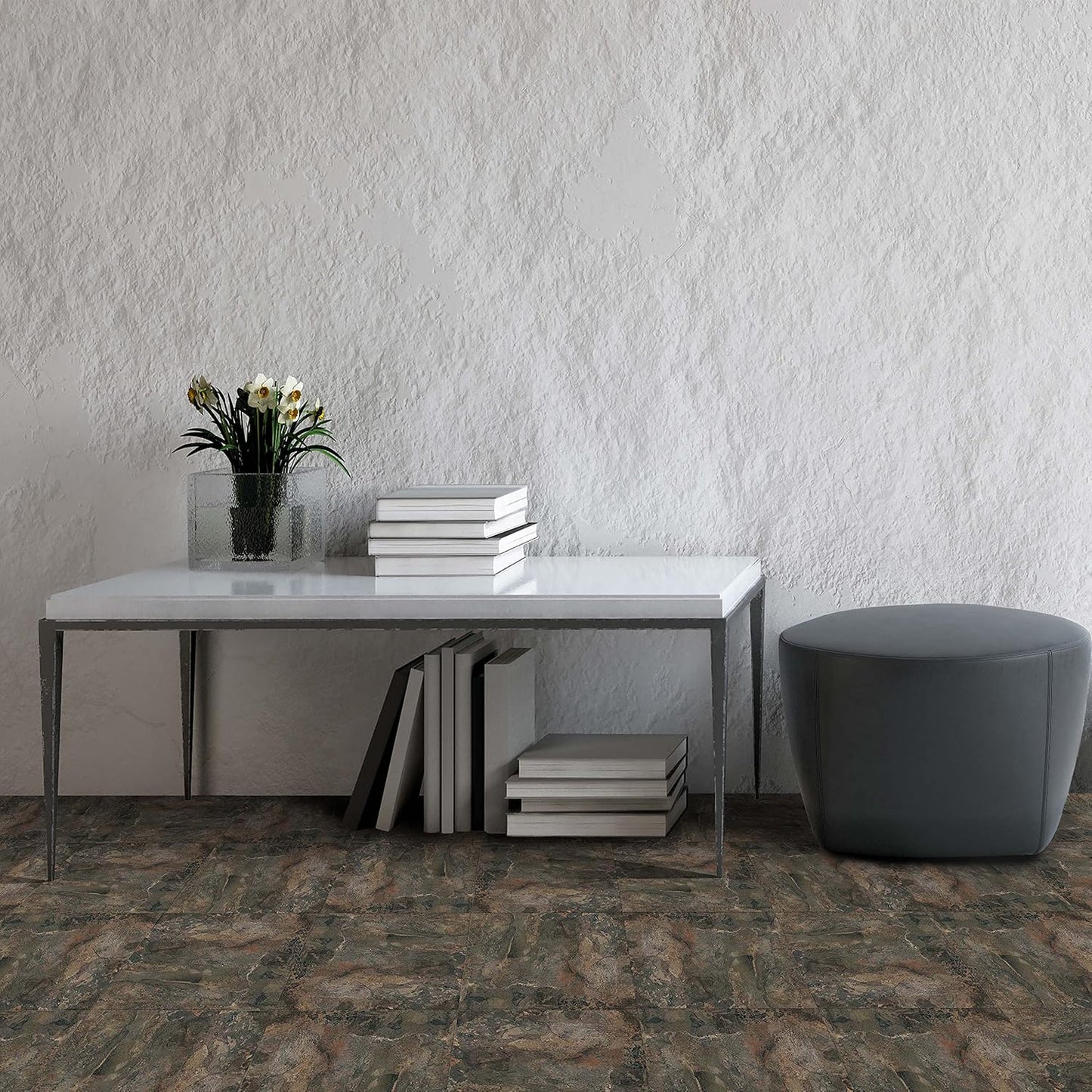 Achim Home Decor Nexus Self-Adhesive Vinyl Floor Tiles - Dark Slate Marble, 12" x 12", 20 Tiles for Easy DIY Flooring