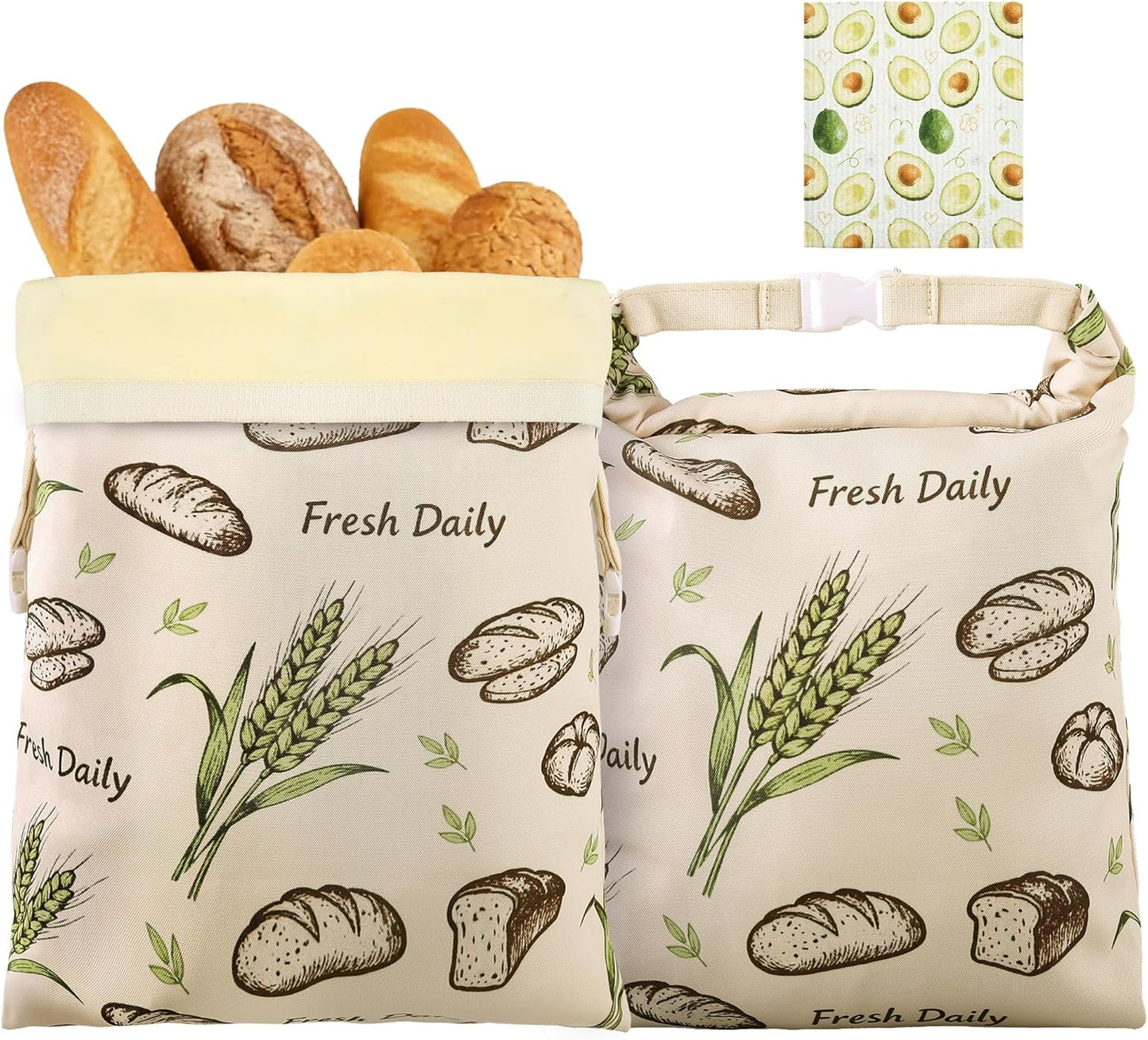 Skiennix Beeswax Bread Bags - 2 Pack Sourdough Storage Bags | 17x13 In, Keep Bread Fresh Longer