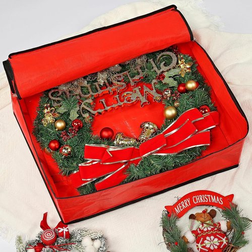 HOMEST Christmas Wreath Storage Bag - Durable, Zippered Organizer with Reinforced Handles | 24" Protection Against Dust & Pests