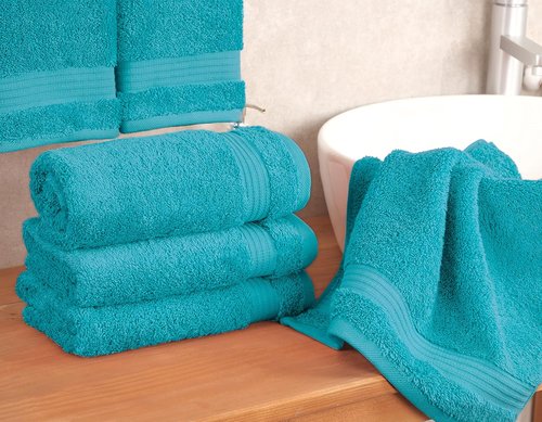 Cotton Paradise Hand Towels - 100% Turkish Cotton, Soft & Absorbent | 4-Piece Aqua Blue Set