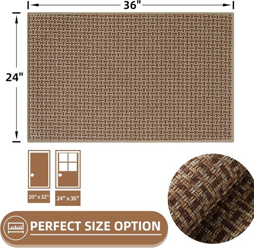 Dirt Trapper Door Mat - Non-Slip, Washable Entrance Mat | 24"x35", Absorbent & Dirt Resistant, Brown