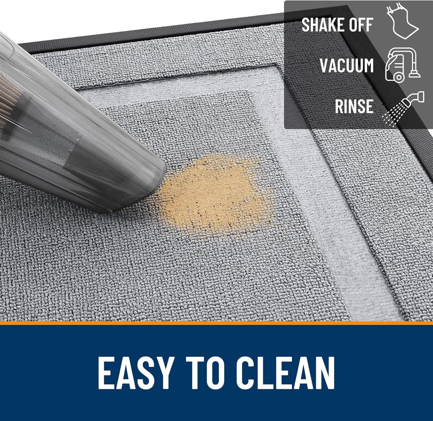 OLANLY Waterproof Front Door Mat - All-Season, Easy Clean Natural Rubber Doormat | 29.5x17, Silver Gray