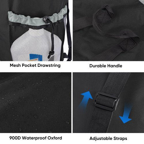 BALEINE 120L Laundry Bag Backpack, 900D Oxford Fabric Large Travel Laundry Bags with Shoulder Straps and 2 Mesh Pockets for College Dorm, Apartment, Laundromat (Black, 120L)