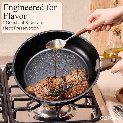 CAROTE 19-Piece Non-Stick Cookware Set - Detachable Handle, Induction Compatible, Oven Safe, Space Saving