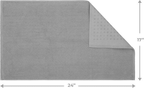 Cotton Paradise 100% Cotton Bath Mat - Soft, Absorbent, Quick-Dry | 17x24 Inch, Light Grey
