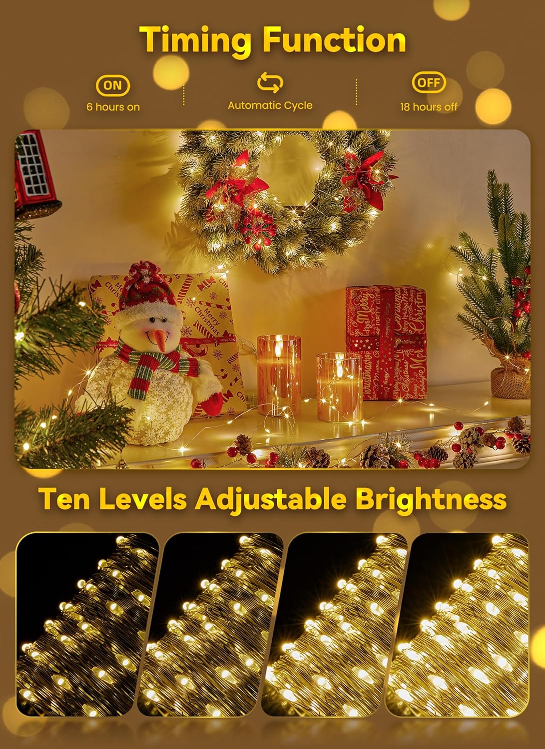 Minetom Fairy Lights - 33Ft 100 LED Waterproof String Lights with Remote | Indoor Outdoor Twinkle Decor