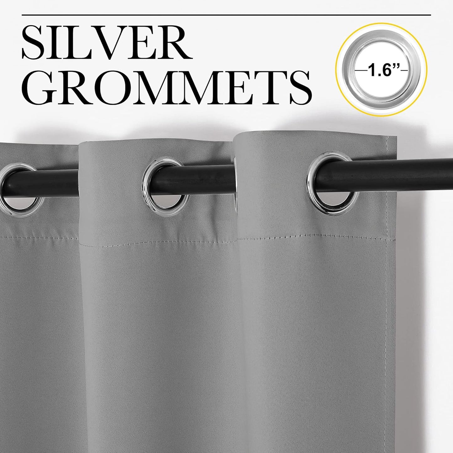NICETOWN Silver Grey Room Darkening Curtain Panels - 102" Long | Heat-Blocking Drapes for RVs & Studios - 2 Panels