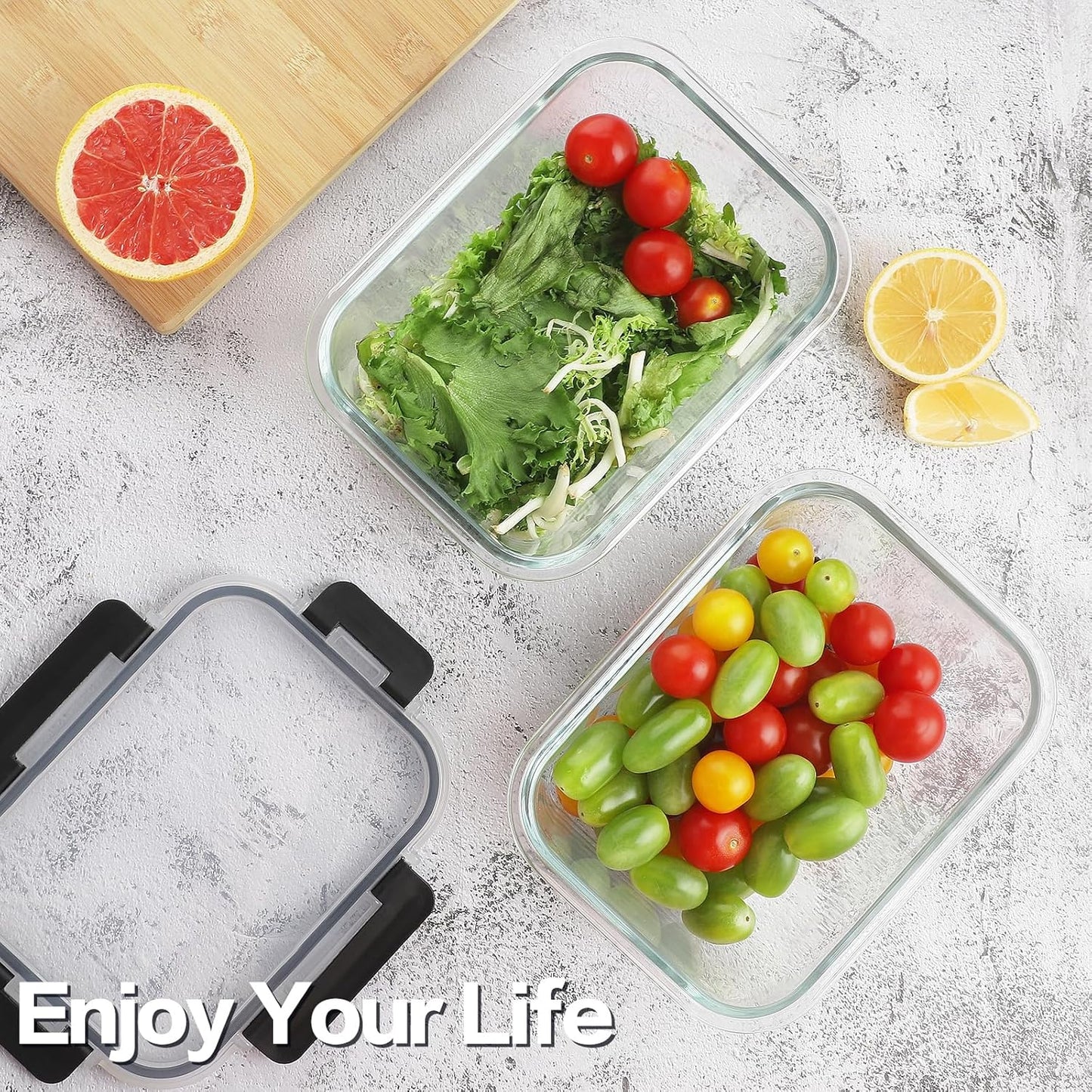 Skiennix 36oz Glass Meal Prep Containers - 8 Pack with Leak-Proof Snap Lock Lids | Airtight Food Storage