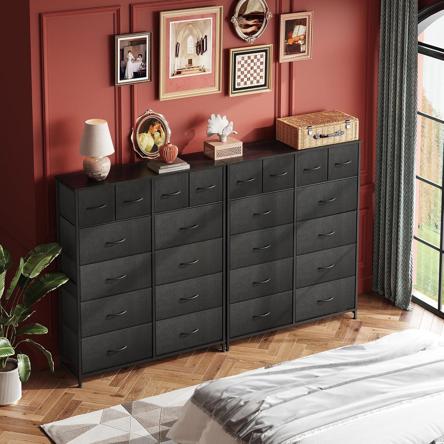 WLIVE Tall Dresser - 12 Drawer Fabric Storage Solution for Bedroom & Living Room - Charcoal Black