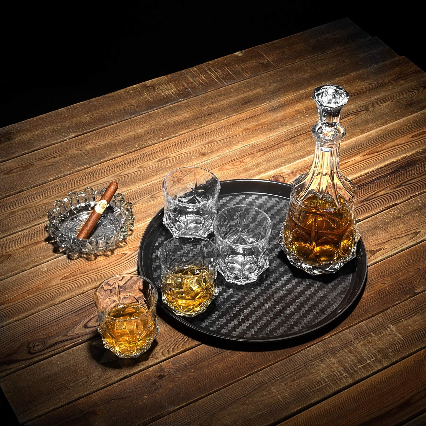 KANARS Whiskey Decanter Sets for Men, 25 Oz Liquor Decanter with 10 Oz Crystal Glasses in Luxury Box for Bourbon Scotch Rum Tequila Vodka, Whisky Gifts for Birthday New Year Father's Day