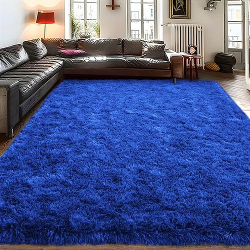 Ailyei Shag Living Room Rug 5x7 Royal Blue, Ultra Soft Luxury Shaggy Rugs for Bedroom Nursery, Modern Fluffy Plush Carpet Boys Girls Kids Room Dorm Indoor Home Decor, Upgrade Non-Slip