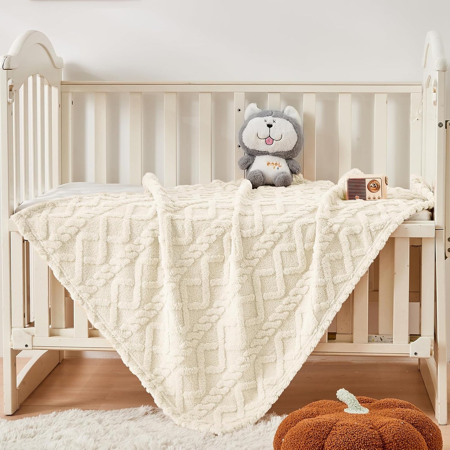 Sherpa Fleece Baby Blanket - Ultra Soft & Fluffy Premium Receiving Blanket for Infants | 30”x40” Cream