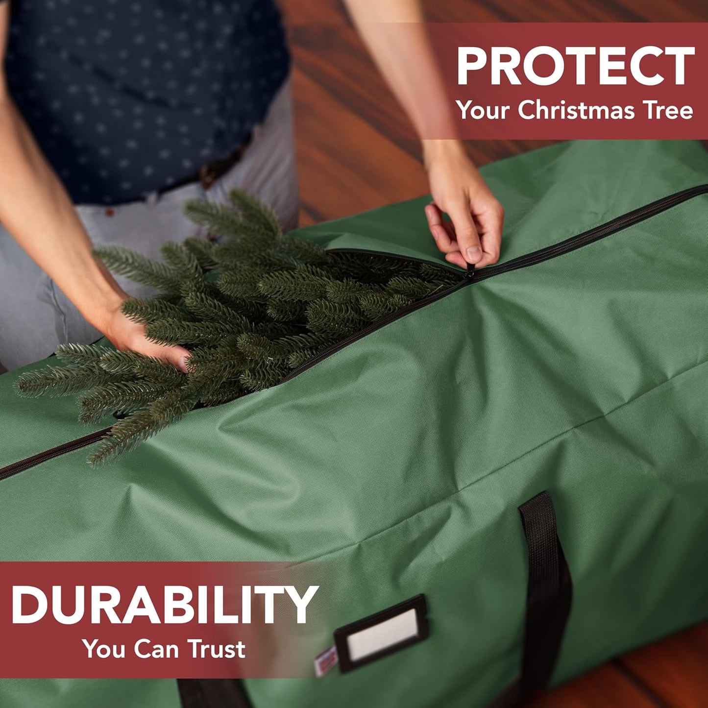 Skiennix Holiday Cheer Christmas Storage Bag - Heavy Duty Waterproof Design for 9ft Artificial Tree | Green