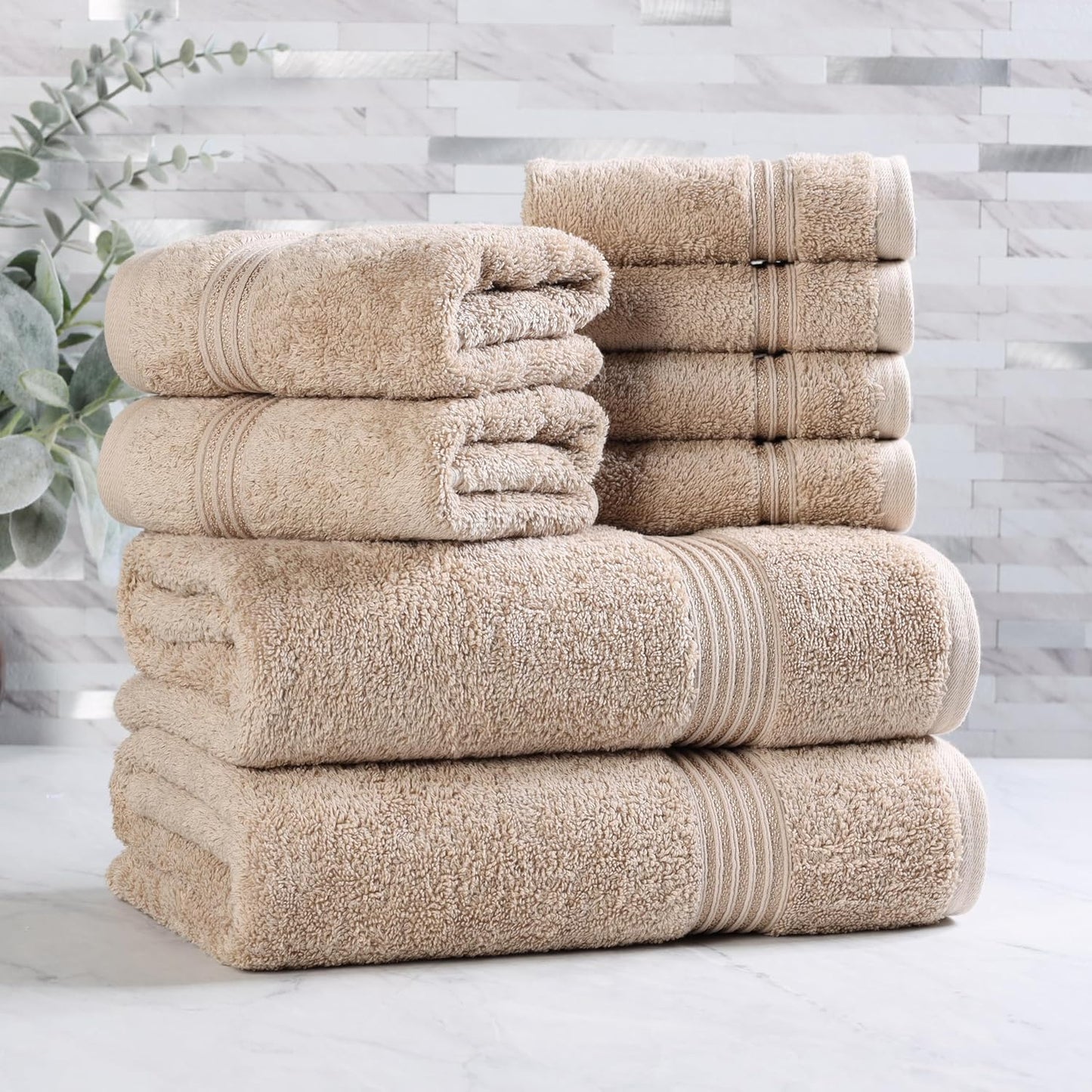 Superior Egyptian Cotton 6-Piece Towel Set, Bathroom Essentials, Towels For Bathroom, Apartment, Airbnb, Guest Bath, Face, Hand, Bath Towels, Washcloths, Absorbent, Fast Drying, Royal Purple