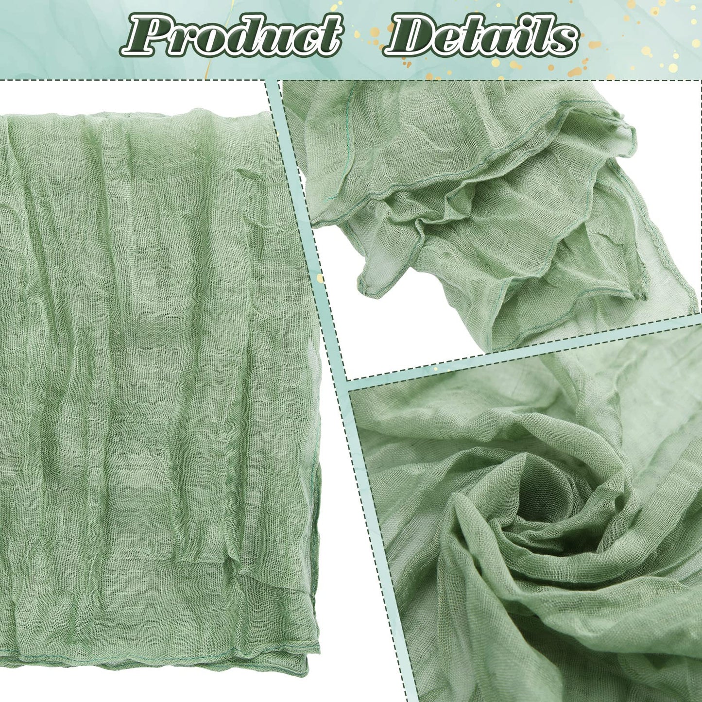 Gauze Cheesecloth Napkins Wrinkled Dinner Napkins Soft Cotton Table Decorative Cloth for Weddings Parties Family Everyday Use, 20 x 20 Inch(Sage Green,12 Packs)