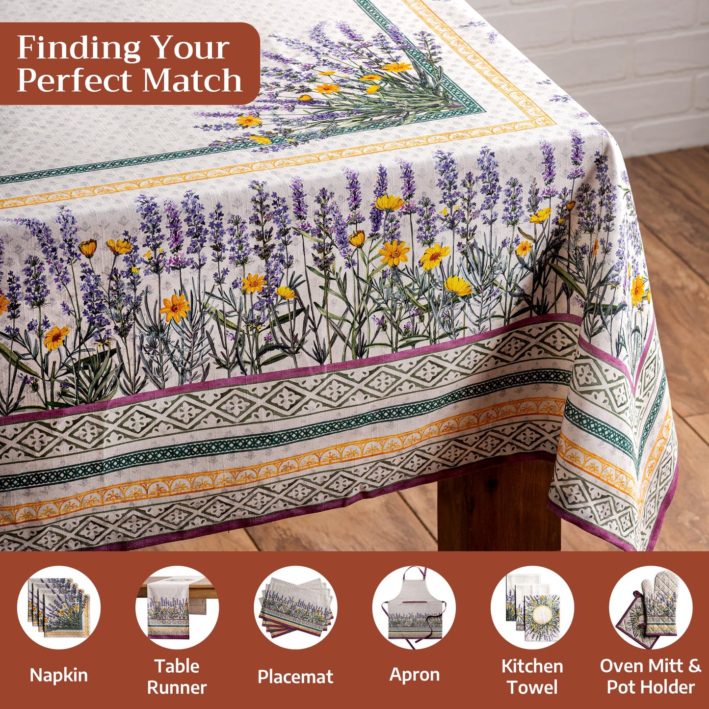 Maison d' Hermine Table Cloth Rectangle Table 100% Cotton 70 x 108 Inches Tablecloth Reusable Decorative for Dining Kitchen Room Farmhouse Home Gifts for Mothers Day Spring Summer - Fanny Lavender