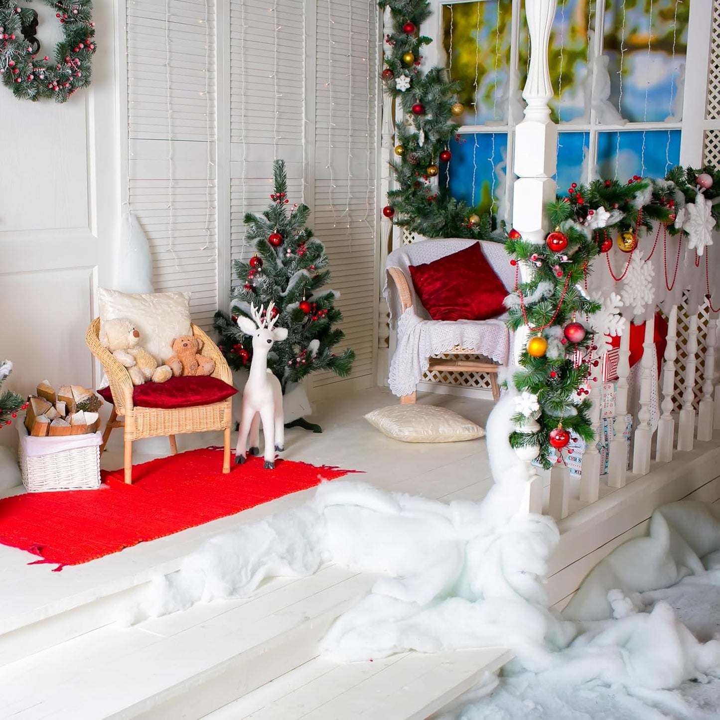 Palonu Snow Blanket - Thick Soft Fluffy Artificial Snow for Christmas Decor | 3 Rolls, 3 x 8 Ft