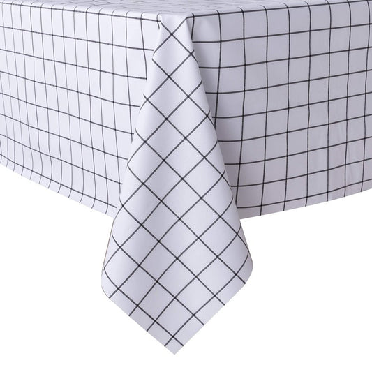 sancua Checkered Vinyl Rectangle Tablecloth - 54 x 78 Inch - 100% Waterproof Oil Proof Spill Proof PVC Table Cloth, Wipe Clean Table Cover for Dining Tables, Buffet Parties, White Checkered