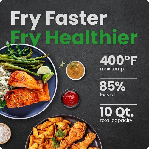 CHEFMAN Digital Air Fryer - Multifunctional 10L XL Capacity with 17 Touch Screen Presets | Black