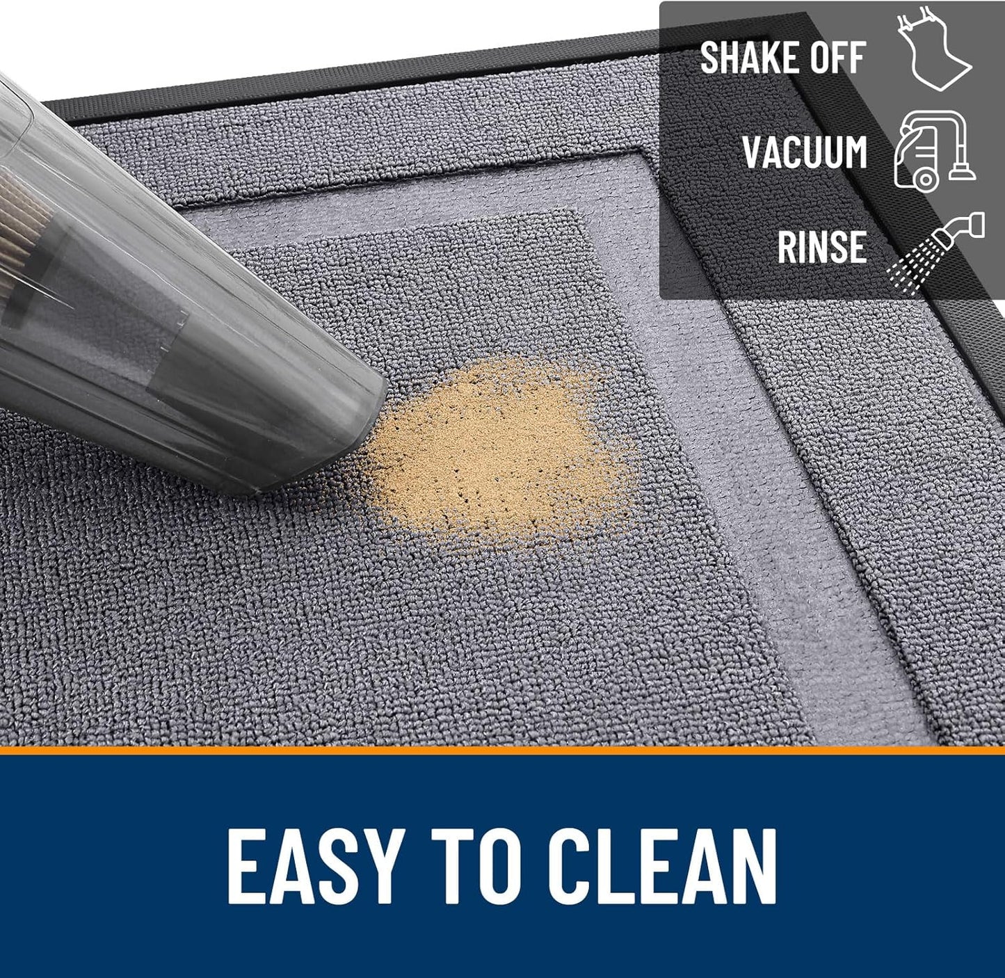 OLANLY Indoor Outdoor Front Door Mat - Waterproof All-Season Doormat, Sturdy Rubber | 33x21 Classic Gray