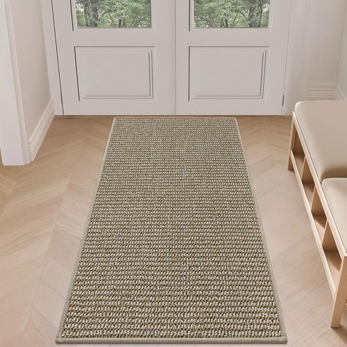 BEQHAUSE Dirt Trapper Door Mat - Non-Slip, Washable, Absorbent 24" x 60" Light Beige Entrance Mat