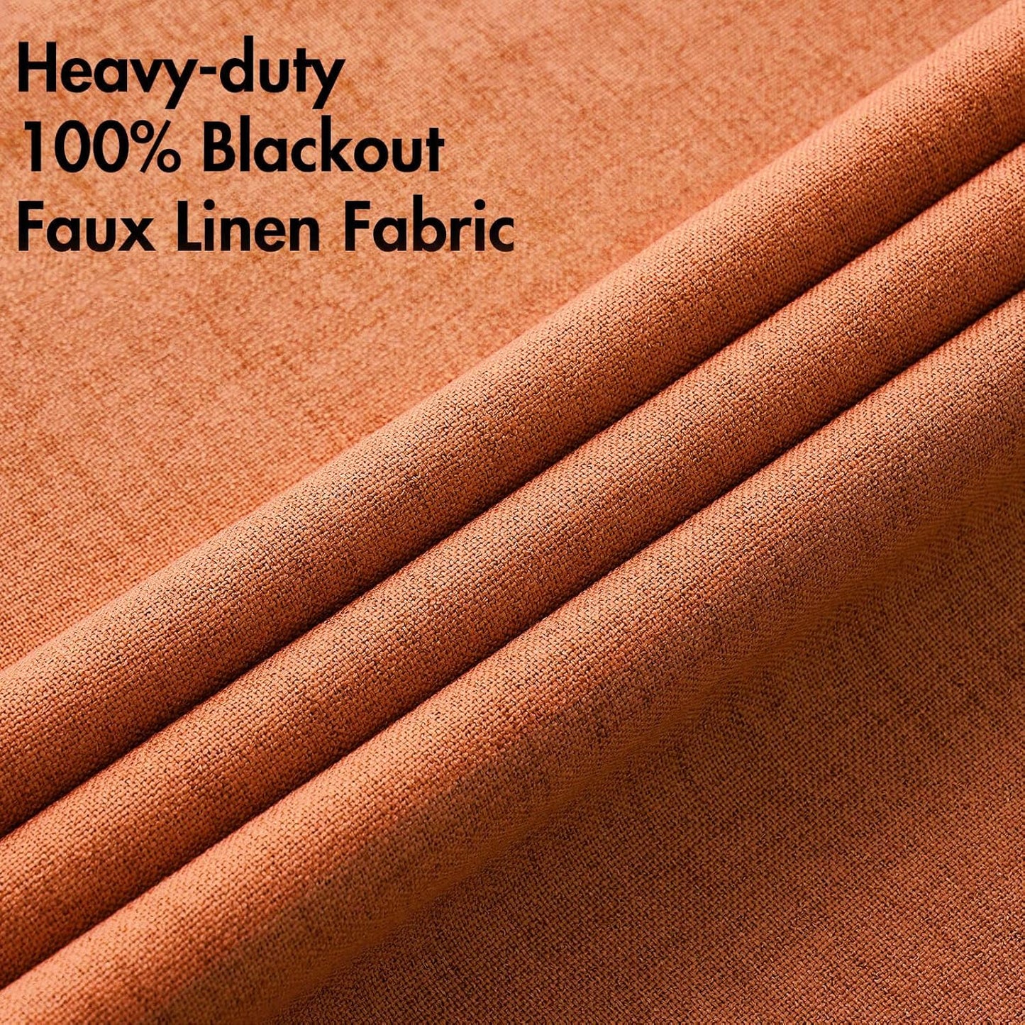 MIULEE Linen Curtains - 100% Blackout Thermal Insulated Drapes | Orange Grommet, 52 x 90 Inch (2 Panels)