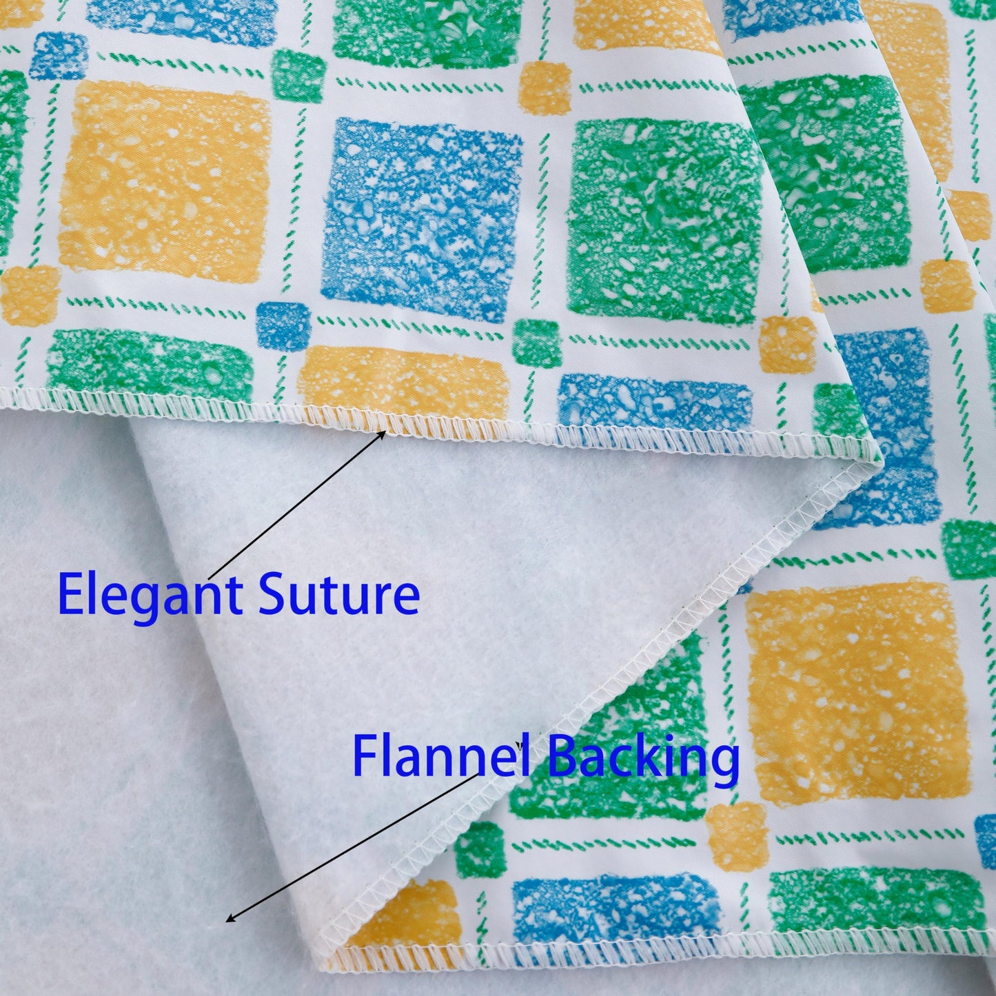 Walrus Heavy Duty Vinyl Tablecloth with Flannel Backing Waterproof Oil-Proof Plastic Table Cloth Stain-Resistant Wipeable Table Cover for Indoor and Outdoor (Stained Glass Checkered,54x54 Inch)