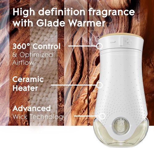Glade PlugIns Air Freshener Starter Kit - Cashmere Woods Scent with Essential Oils | 0.67 Fl Oz, 1 Warmer + 1 Refill