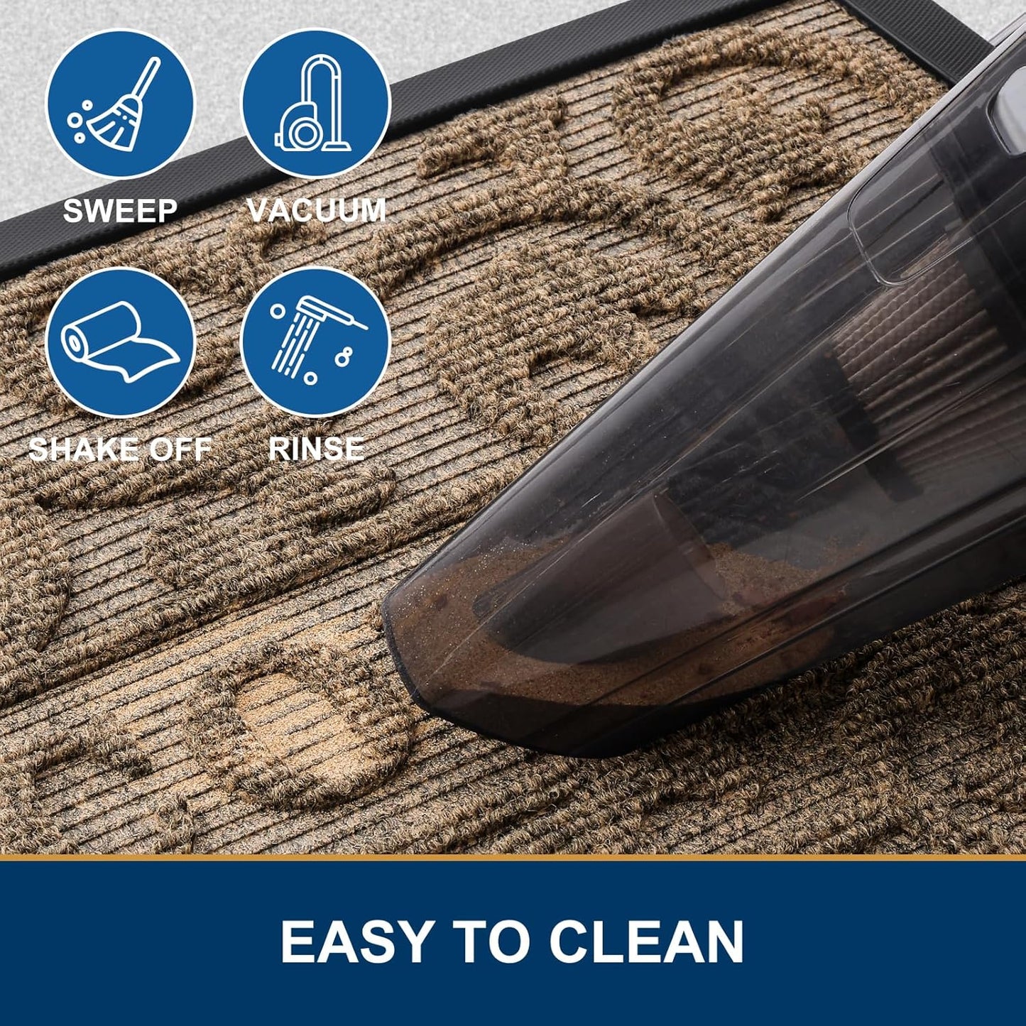 Smiry Welcome Door Mat - Heavy-Duty Dirt Trap for Indoor/Outdoor Use | Easy Clean, 35x23 Inch, Brown