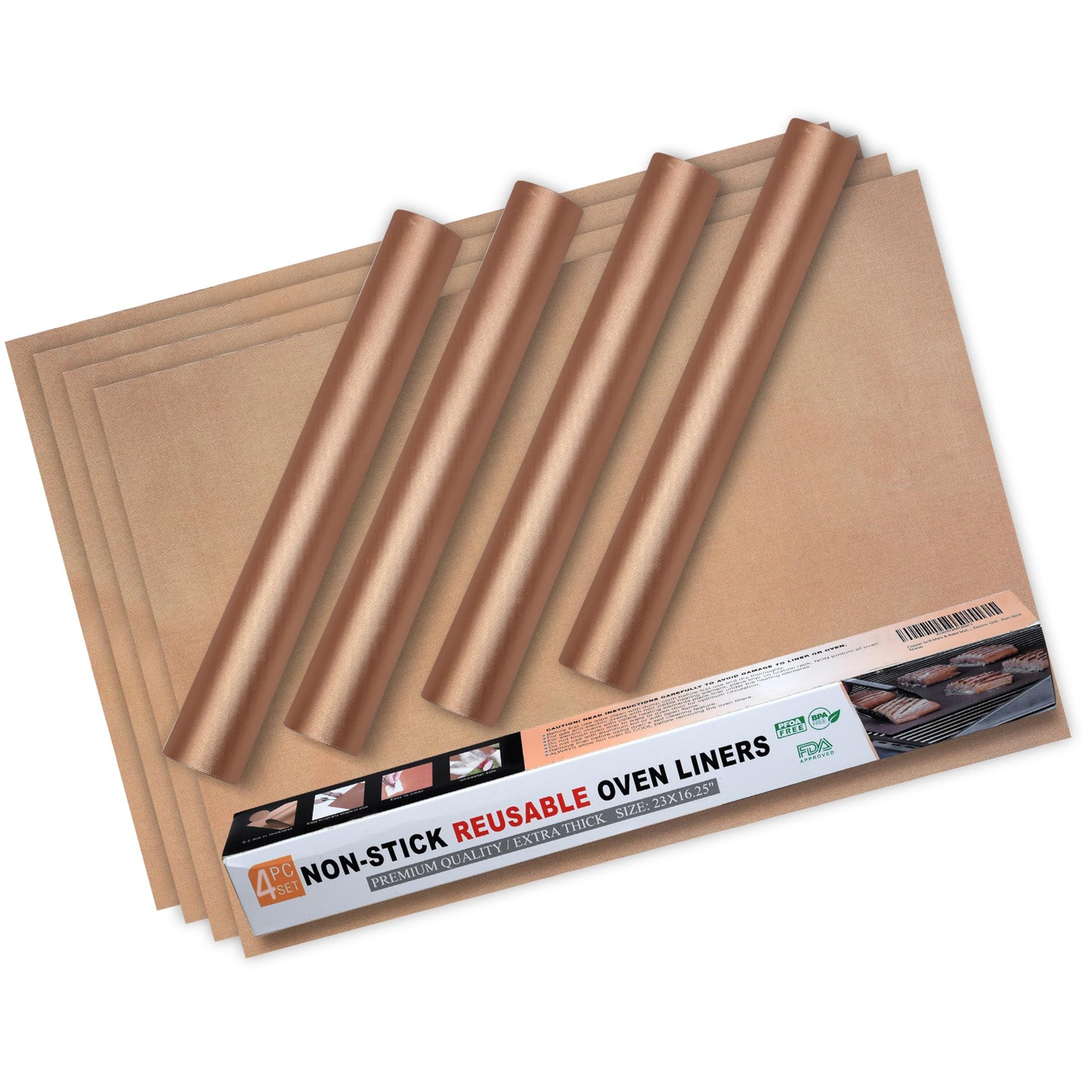 Oven Liners for Bottom of Oven - Non Stick Reusable Oven Liner 4 Pack – Heavy Duty Oven Liners, Oven Mat for Bottom of Oven for Electric & Gas Ovens – Heat Resistant up to 500°F