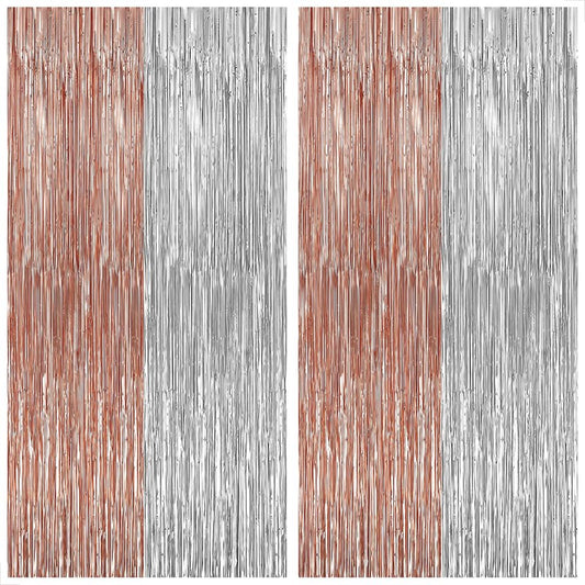 KatchOn, Silver and Rose Gold Fringe Backdrop, Pack of 2 | Silver & Rose Gold Streamers for 16th Birthday, Baby Shower | Bachelorette Party, Bridal Shower Decorations | Graduation Decorations 2026