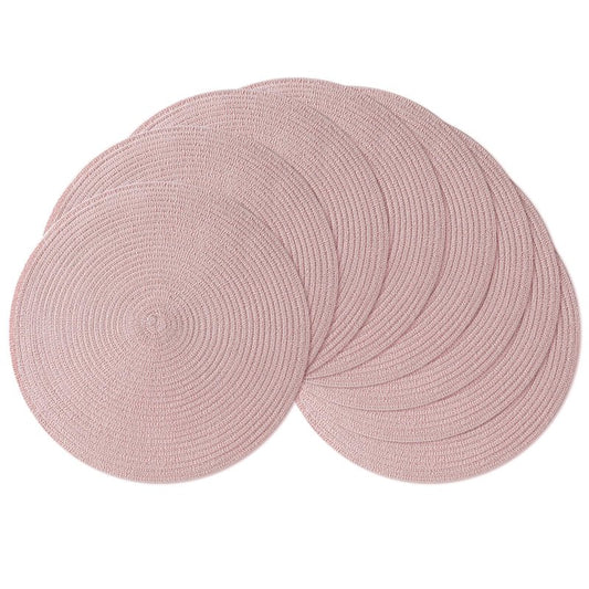 Leetaltree Round Placemats Heat and Slip Resistant Cotton Table Mats, Washable Bohemian Placemats for Dining Tables (Pink, Set of 4)