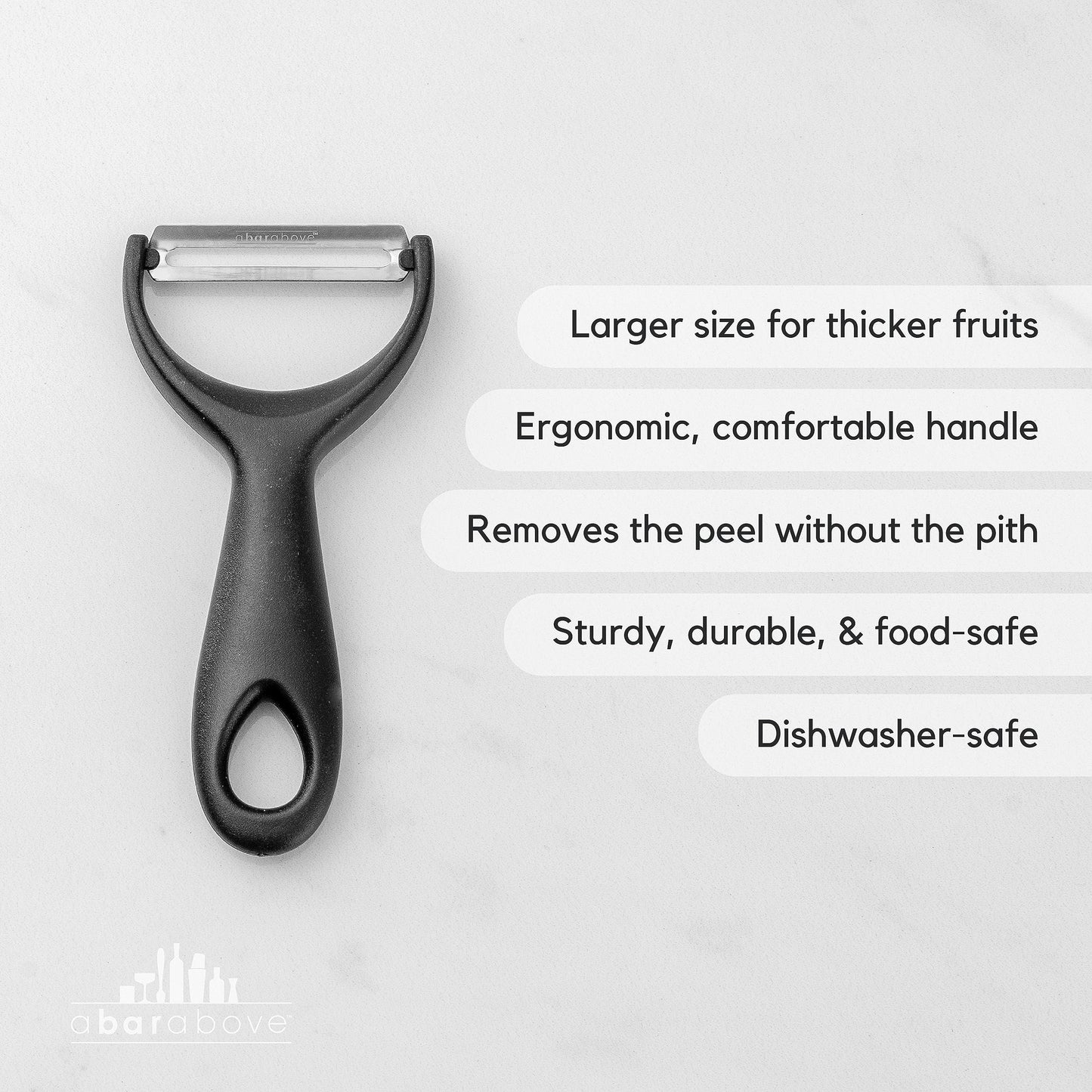 A Bar Above Gold Citrus Peeler, Stainless Steel Fruit Peeler for Garnishes, Cocktail Twists, Comfortable Grip Peeling Tool for Oranges, Lemons, Limes, Bartender Accessory, Kitchen Essentials, Silver