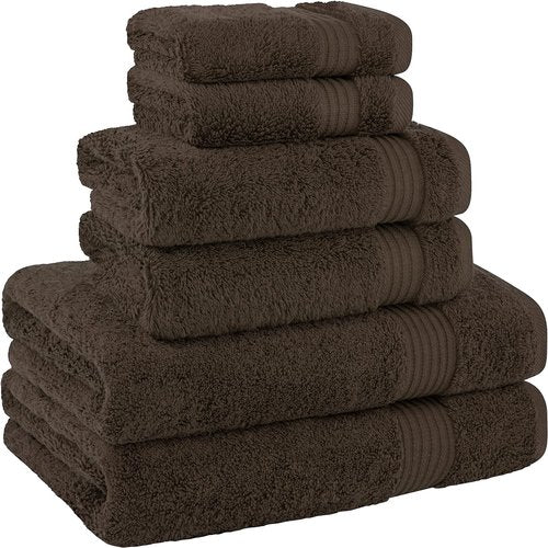 Cotton Paradise 6-Piece Towel Set - 100% Soft Absorbent Turkish Towels in Brown | Includes Bath, Hand & Washcloths