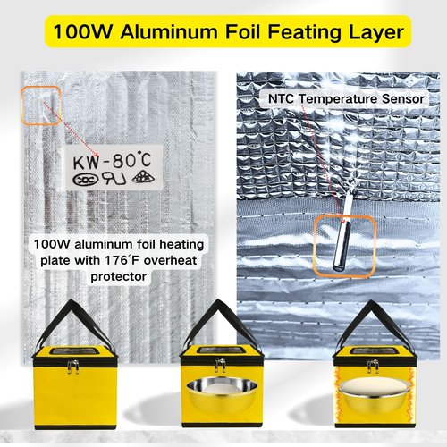Dough Proofing Box Heater 100w,Sourdough Starter Warmer with NTC Sensor,20L Proofer Foldable Precise Control Temp & Time for Fermentation Sourdough,Yogurt,Natto,Yellow