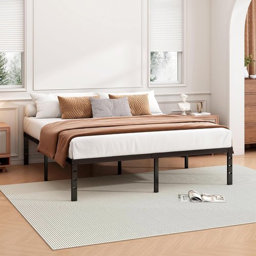 Hafenpo Queen Bed Frame - Sturdy 14-Inch Metal Platform, No Box Spring Needed, Easy Assembly, Black