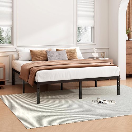 Hafenpo 14-Inch Queen Bed Frame - Sturdy Metal Platform, Easy Assembly, Heavy Duty, Black