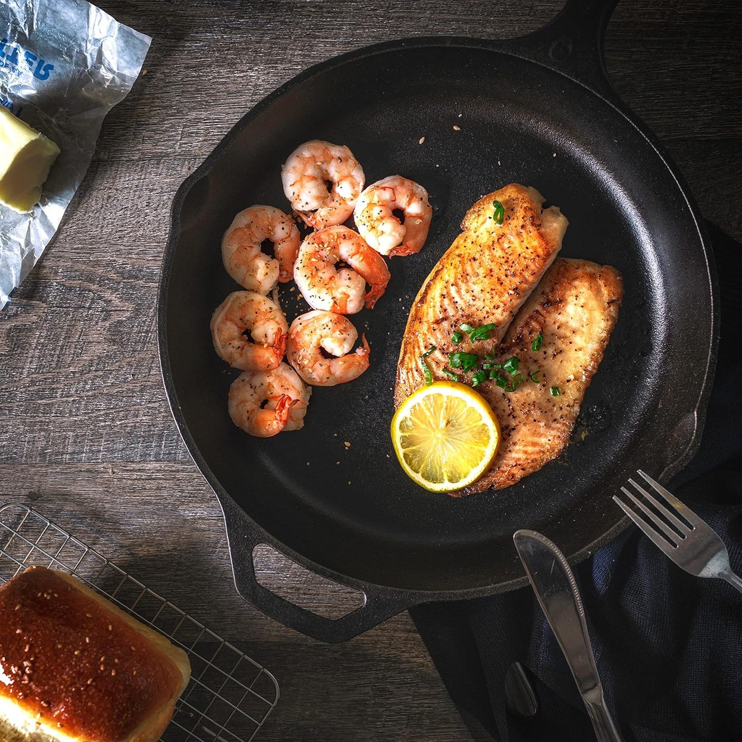Utopia Kitchen 12-Inch Premium Cast Iron Frying Pan - Pre-Seasoned Skillet with Lid for Indoor & Outdoor Cooking