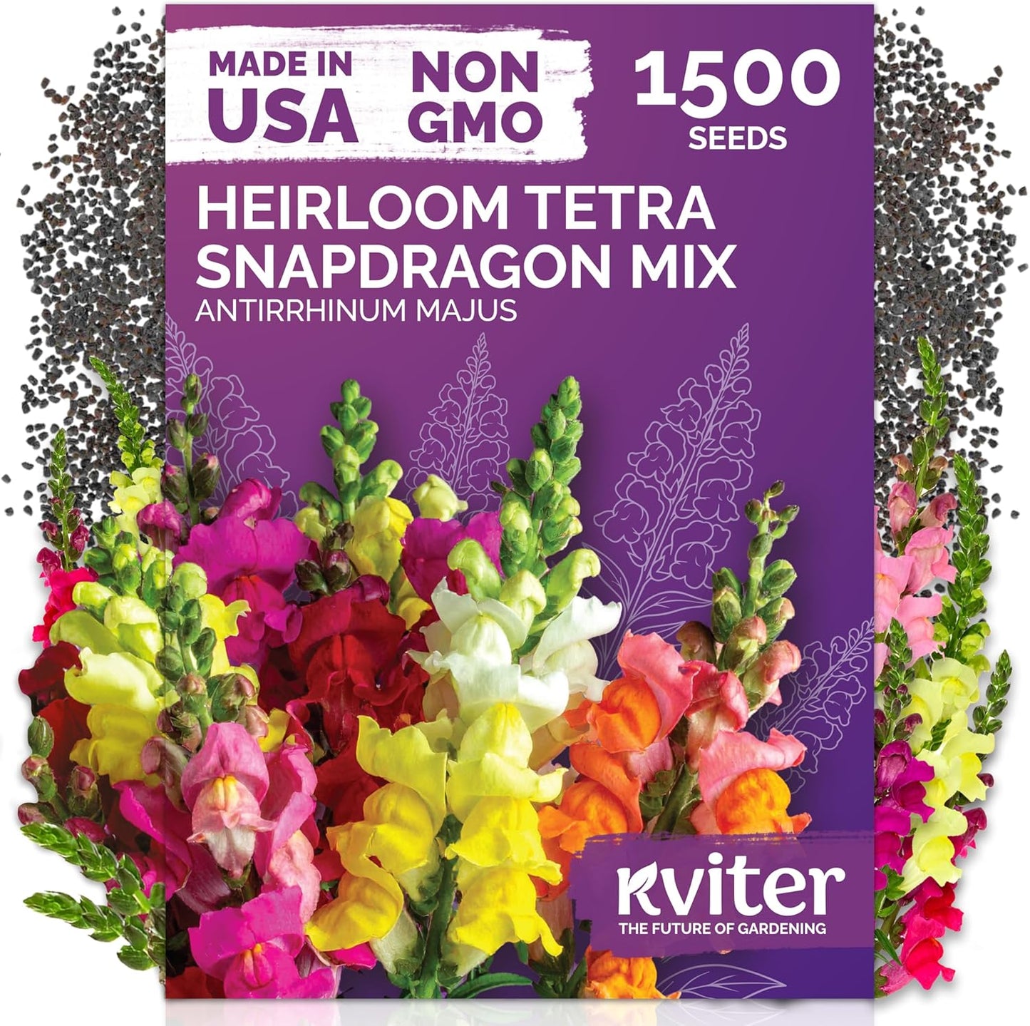 KVITER Snapdragon Seeds - 1,500 Heirloom & Organic Tetra Mix for Vibrant Annual Flower Gardens