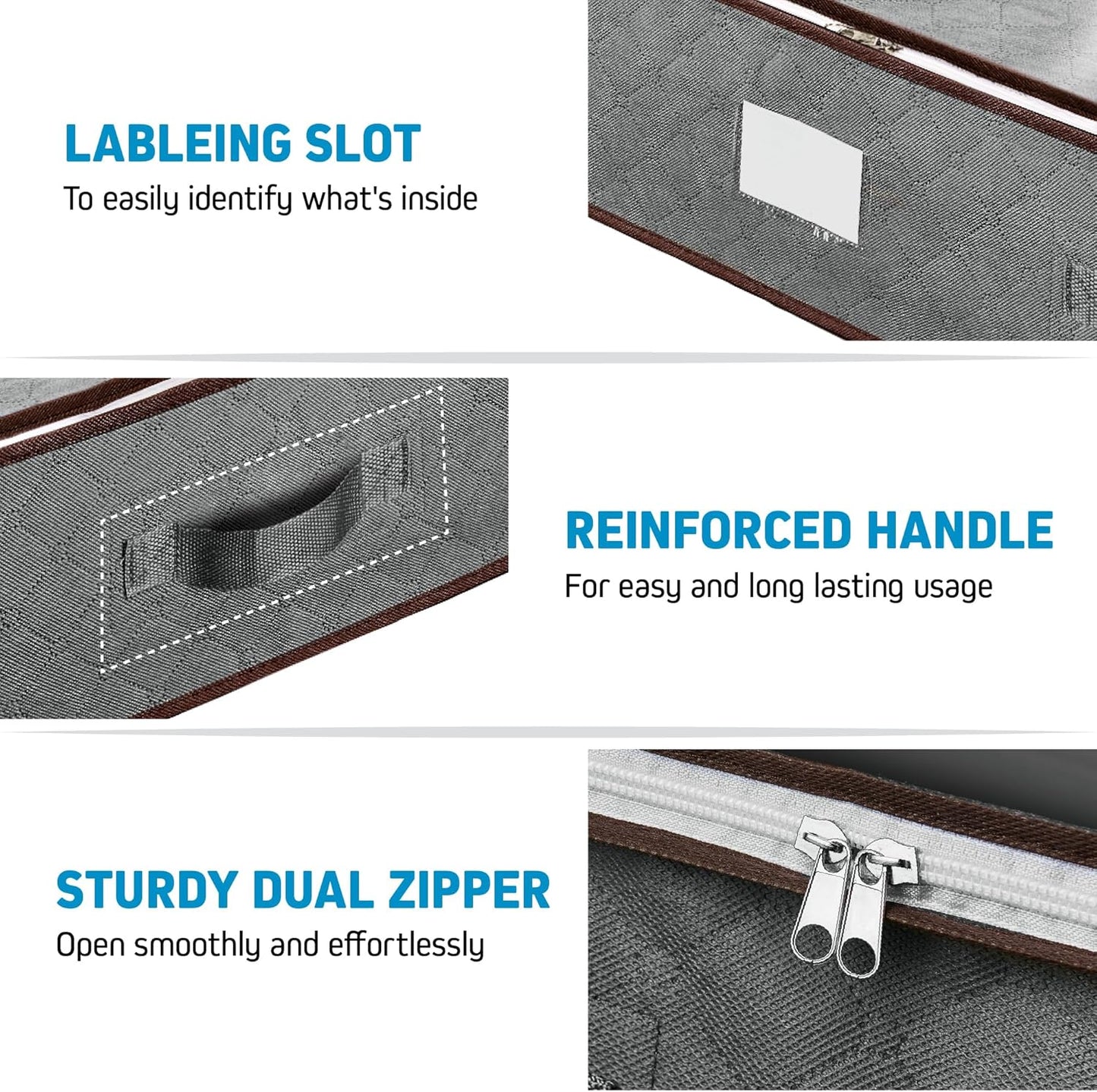 Under Bed Storage Bins - Pack of 4 Durable Containers for Clothes & Shoes | Clear Top & Dual Zippers