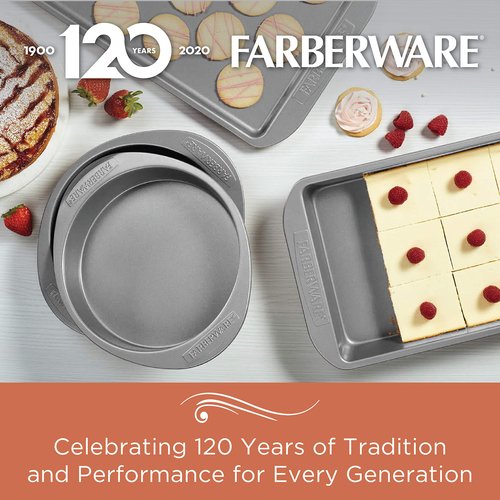 Farberware Nonstick Bakeware Baking Pan Set / Nonstick Cake Pan Set, Rectangle - 2 Piece, Gray