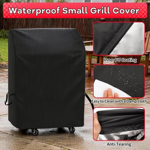 i COVER BBQ Grill Cover - 30 Inch Waterproof Protection for Two Burner Vertical Smokers