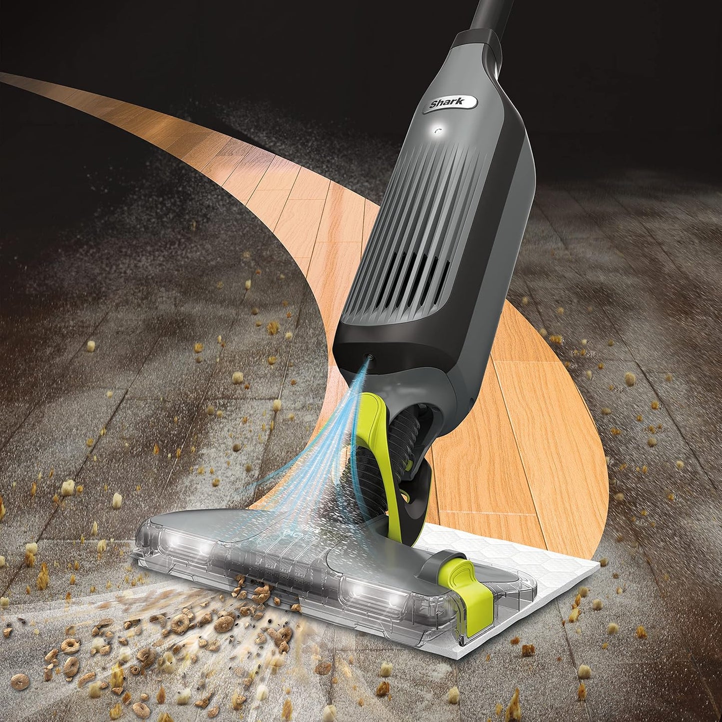 Shark VM252P10 VACMOP Pro Cordless Hard Floor Vacuum Mop - LED Headlights, 12 Pads & 12 oz Solution | Charcoal Gray
